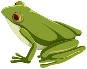 Green frog cartoon character isolated