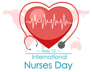 Happy International Nurses Day font with stethoscope symbol
