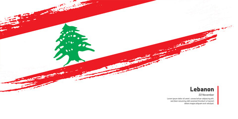 Creative hand drawing brush flag of Lebanon country for special independence day