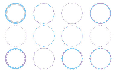 丸型・円形のシンプルなフレームセット　ブルー・パープル