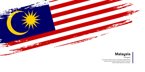 Creative hand drawing brush flag of Malaysia country for special independence day