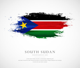 Abstract watercolor brush stroke flag for independence day of South Sudan