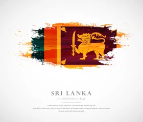 Foto op Aluminium Abstract watercolor brush stroke flag for independence day of Sri Lanka © Akshay