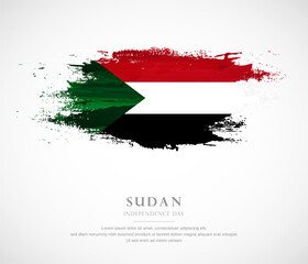 Abstract watercolor brush stroke flag for independence day of Sudan