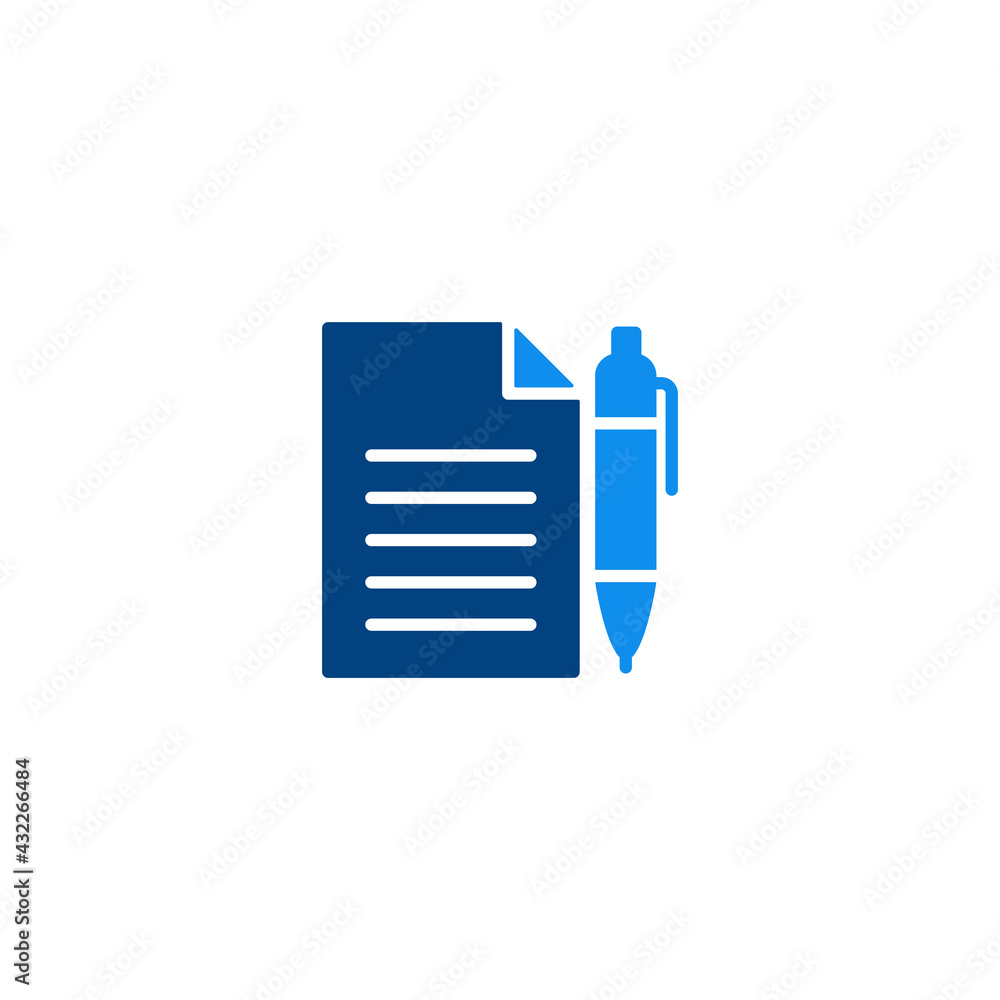 Poster document with pen flat icon vector for computer, web and mobile app