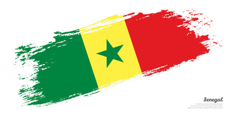 Hand painted brush flag of Senegal country with stylish flag on white background