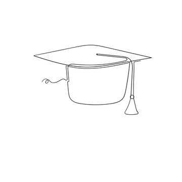 recommend clip art: graduation hat illustration in continuous line art style vector isolated