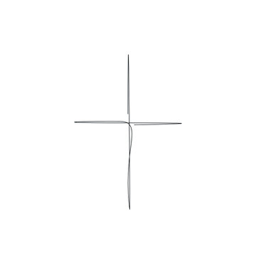 Christian Cross Line Drawing Vector Illustration