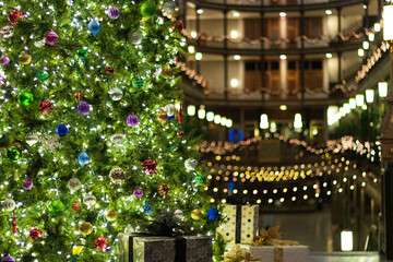 Obraz premium Christmas tree at night - indoor