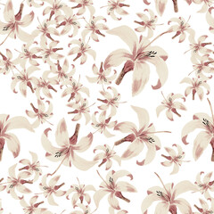 Yellow Seamless Hibiscus. Gray Pattern Nature. White Tropical Plant. Golden Floral Texture. Flora Art. Spring Textile. Garden Foliage. Watercolor Illustration.