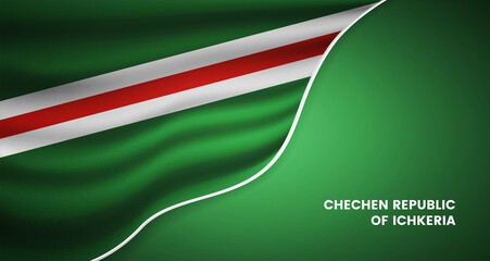 Image of Abstract national day of Chechen Republic of Ichkeria background with elegant fabric flag and typographic illustration printed on Glass Photo Prints