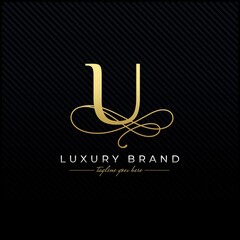 Initial U Luxury Letter Logo Design , Elegance Wedding Initial Monogram