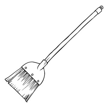 broom line vector illustration