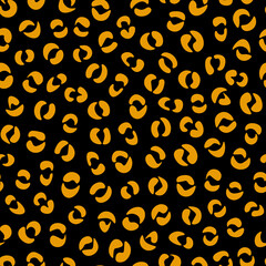 Obraz premium Abstract modern leopard seamless pattern. Animals trendy background. Orange and black decorative vector stock illustration for print, card, postcard, fabric, textile. Modern ornament of stylized skin
