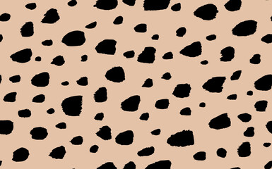 Abstract modern leopard seamless pattern. Animals trendy background. Beige and black decorative vector stock illustration for print, card, postcard, fabric, textile. Modern ornament of stylized skin