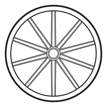 wooden wheels line vector illustration