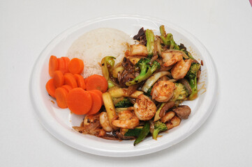 Delicious steak and shrimp hibachi