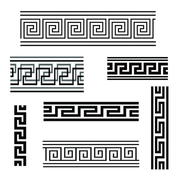 Vector graphic illustration of Greek ornament. Isolated image of ethnic pattern options.