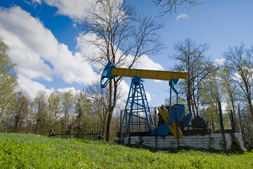 blue sky and pumpjack