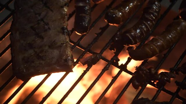 Grilling Polish Sausage and Pork Meat