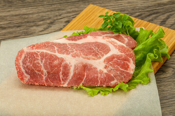 Raw pork meat neck steack