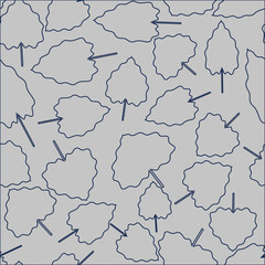 Seamless elegant pattern with blue outline leaves on a gray background. The pattern can be used for wrapping papers, invitation cards, wallpapers, covers, textile prints. Vector illustration, eps 10.