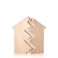 Broken house modell on white background
