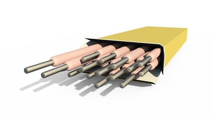 weld electrodes pack. isolated creative industrial 3D illustration