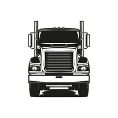 diesel truck logo vector black and white illustration front view - 432271233