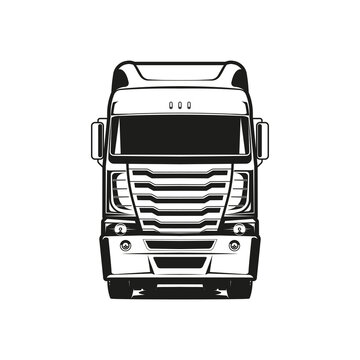  modern truck logo vector black and white front view illustration