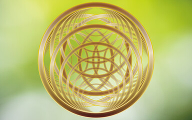 背景素材　綺麗なリングの模様　新緑色バック