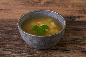 Tasty chicken soup with carrot