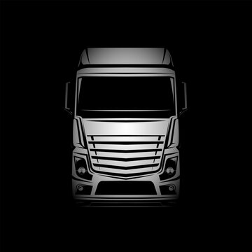 euro truck logo vector black and grey illustration front view