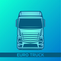 Obraz na płótnie Canvas euro truck logo vector green and blue illustration front view