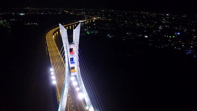 Shot of Lagos bridge at night