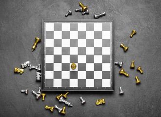 Game board with chess pieces on dark background