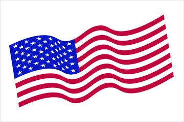 USA flag vector. Wavy flag USA vector. The American Flag vector on white background.  Suitable for illustrating the holiday of Independence Day United States