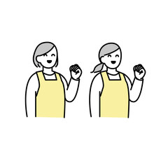 やる気まんまんエプロンをつけた人イラスト素材