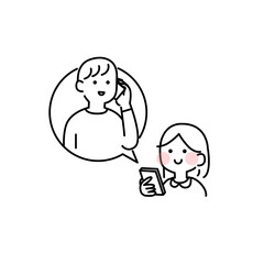 キッズ携帯で電話するこどもイラスト素材
