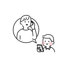 キッズ携帯で電話するこどもイラスト素材