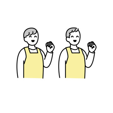 recommend clip art: やる気まんまんエプロンをつけた人イラスト素材