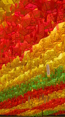 Busan,Korea-May-06-2021 Lotus lanterns to celebrate Buddha's birthday at Beomeosa Temple in Busan