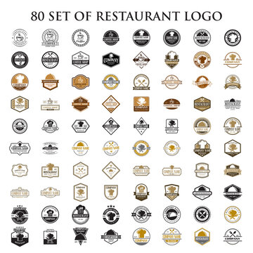 set of restaurant logo , set of food vector