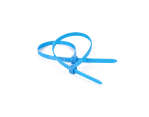 Plastic cable ties on a white background