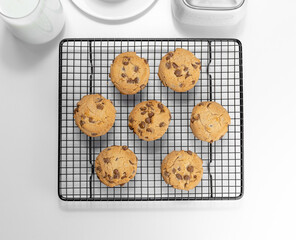 top view of cookies on cooling rack 