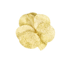 Potato chips isolated on white background.