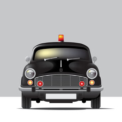 Black Ambassador Cab Front view - obrazy, fototapety, plakaty