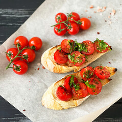 bruschetta with tomatoes and herbs