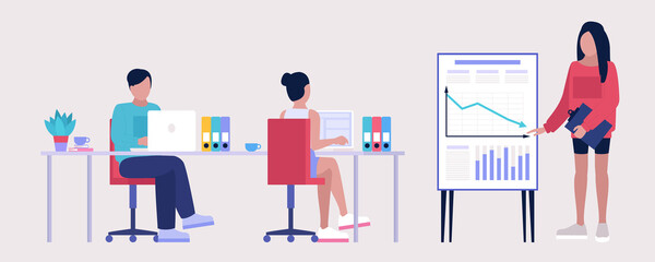 Illustration of staff education, office workshop, meeting