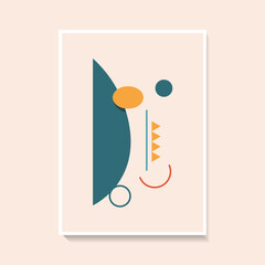 Abstract smiling face drawn from simple colored forms. Cute poster for wall or mobile wallpaper.